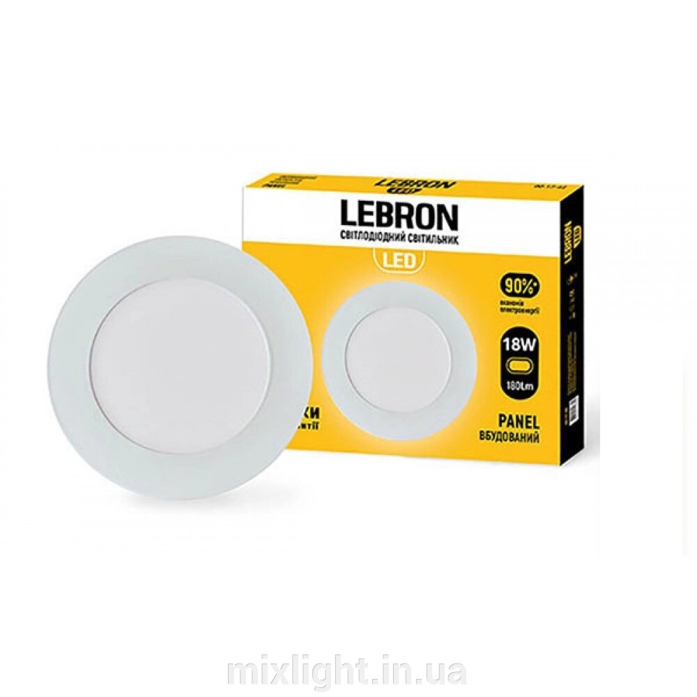 Круглий врізний 18W LED світильник Lebron L-PR-1841 4100K 1260Lm кут 120° від компанії Mixlight - фото 1