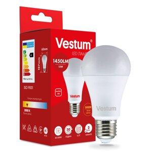 Світлодіодна лампа Vestum A65 15W 3000K 220V E27 1-VS-1102