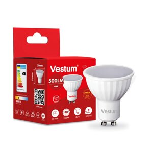 Світлодіодна лампа Vestum MR16 6W 3000K 220V GU10 1-VS-1505