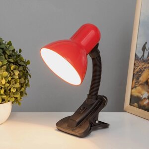 Лампа настільна на прищіпці з металевим червоним плафоном на одну лампу Е27 Sirius TY 1108B (червона)