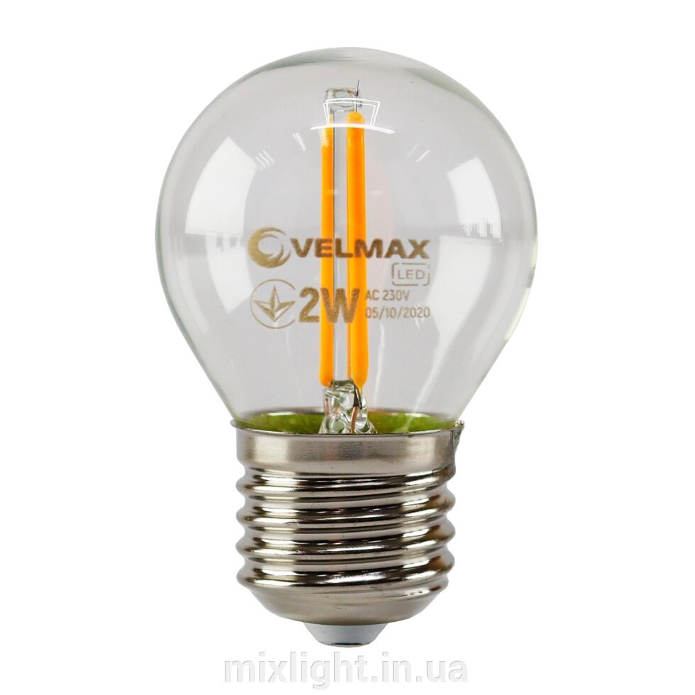 LED лампа 2W E27 Velmax V-Filament-G45 куля помаранчевий від компанії Mixlight - фото 1