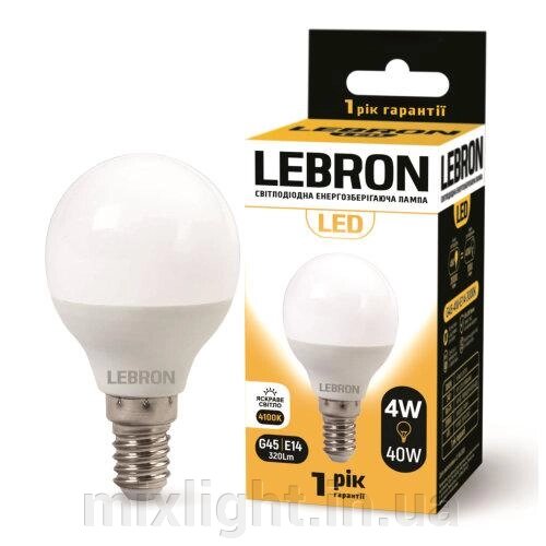 LED лампа 4W кулька Lebron L-G45 Е14 4100K 320Lm кут 240° від компанії Mixlight - фото 1