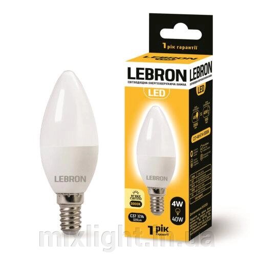 LED лампа 4W свічка Lebron L-С37 Е14 3000K 320Lm кут 220° від компанії Mixlight - фото 1