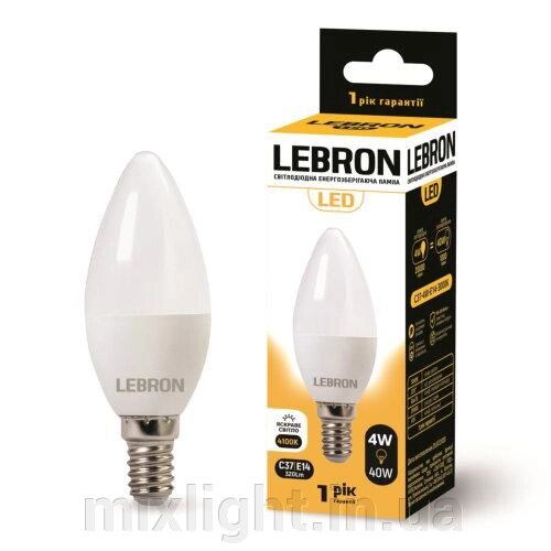 LED лампа 4W свічка Lebron L-С37 Е14 4100K 320Lm кут 220° від компанії Mixlight - фото 1