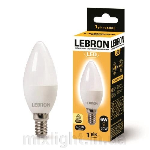 LED лампа 6W свічка Lebron L-С37 Е14 3000K 480Lm угол 220 ° від компанії Mixlight - фото 1