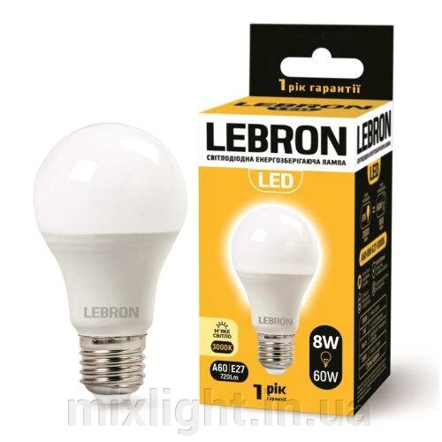 LED лампа 8W Lebron L-A60 E27 3000K 700Lm кут 240 ° від компанії Mixlight - фото 1