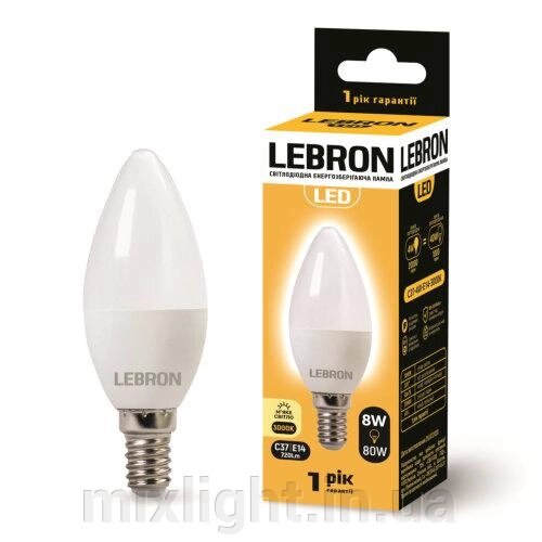 LED лампа 8W свічка Lebron L-С37 Е14 3000K 700Lm від компанії Mixlight - фото 1