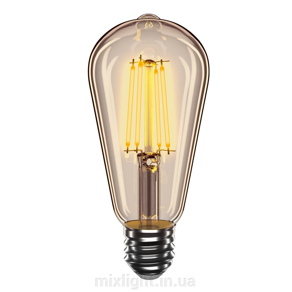 LED лампа Едісона 4W VELMAX V-Filament-Amber ST64 E27 2200K 400Lm від компанії Mixlight - фото 1