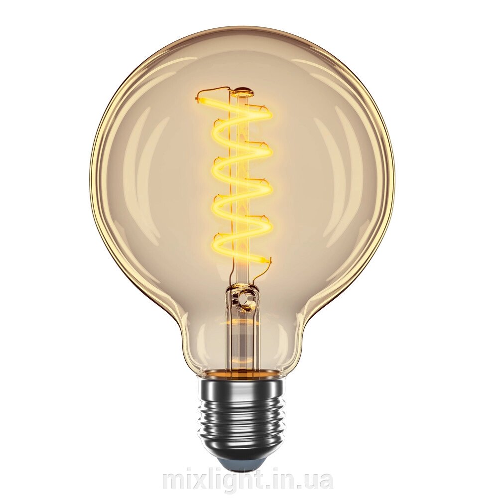 LED лампа філаментна VELMAX V-Filament-Amber-G95-Спіраль-V 4W, E27, 2700K, 300Lm від компанії Mixlight - фото 1