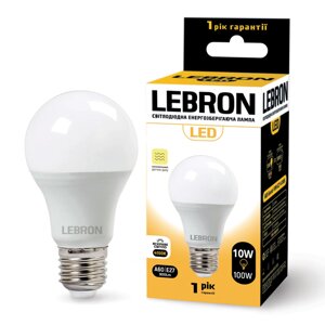 LED лампа lebron L-A60 10W е27 4100K 900lm з свч датчиком руху