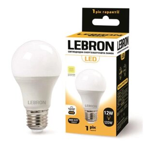 LED лампа Lebron L-A60 12W Е27 4100K 1100Lm з НВЧ датчиком руху