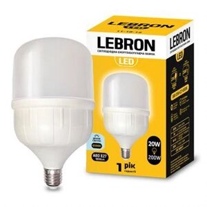 LED лампа Lebron L-А80 20W Е27 6500K 1800Lm, світлодіодна лампочка 20W