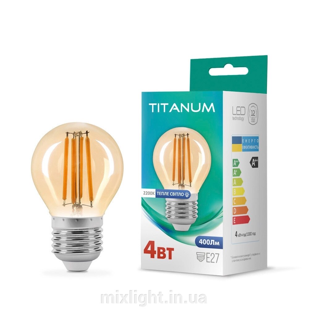 LED лампа шарик TITANUM Filament G45 4W E27 2200K бронза VIDEX филамент TLFG4504272A від компанії Mixlight - фото 1