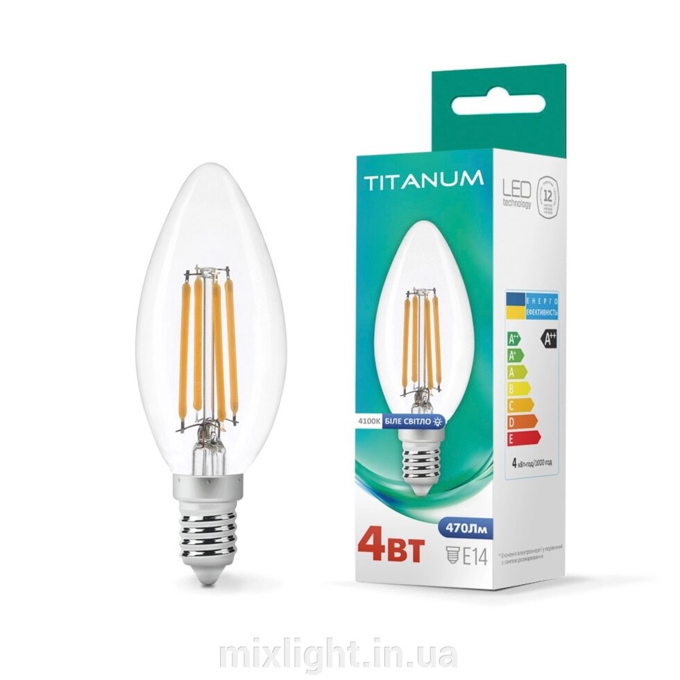 LED лампа свічка TITANUM Filament C37 4W E14 4100K бронза филаментная TLFC3704144 від компанії Mixlight - фото 1