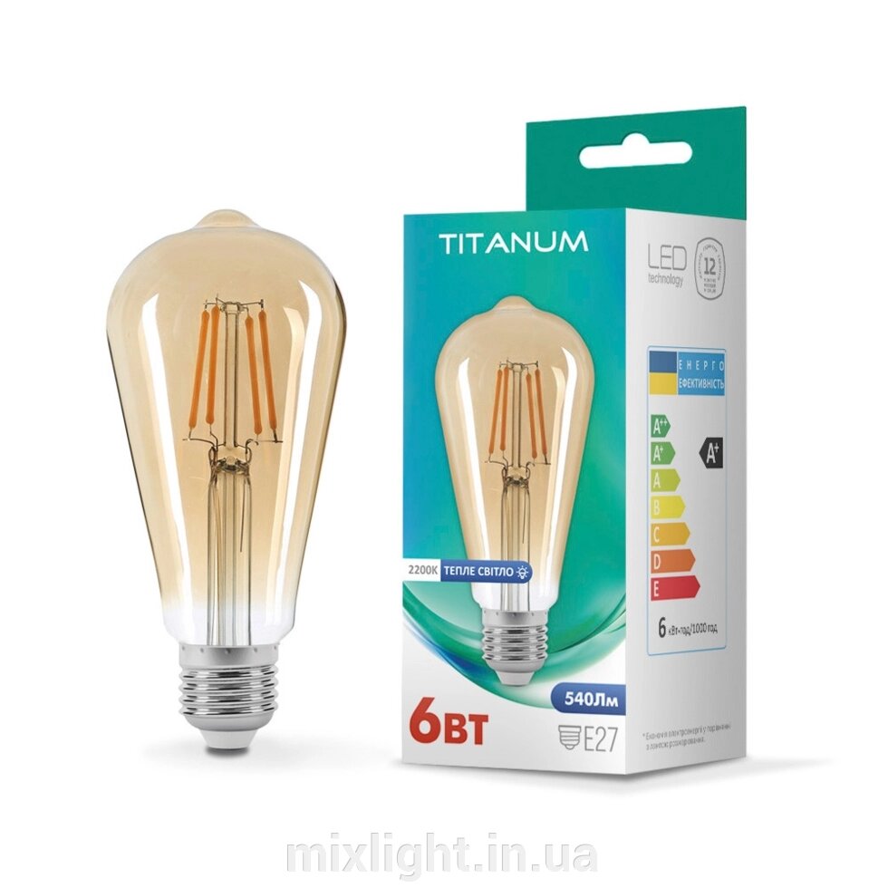 LED лампа TITANUM Filament ST64 6W E27 2200K бронза VIDEX філамент TLFST6406272A від компанії Mixlight - фото 1