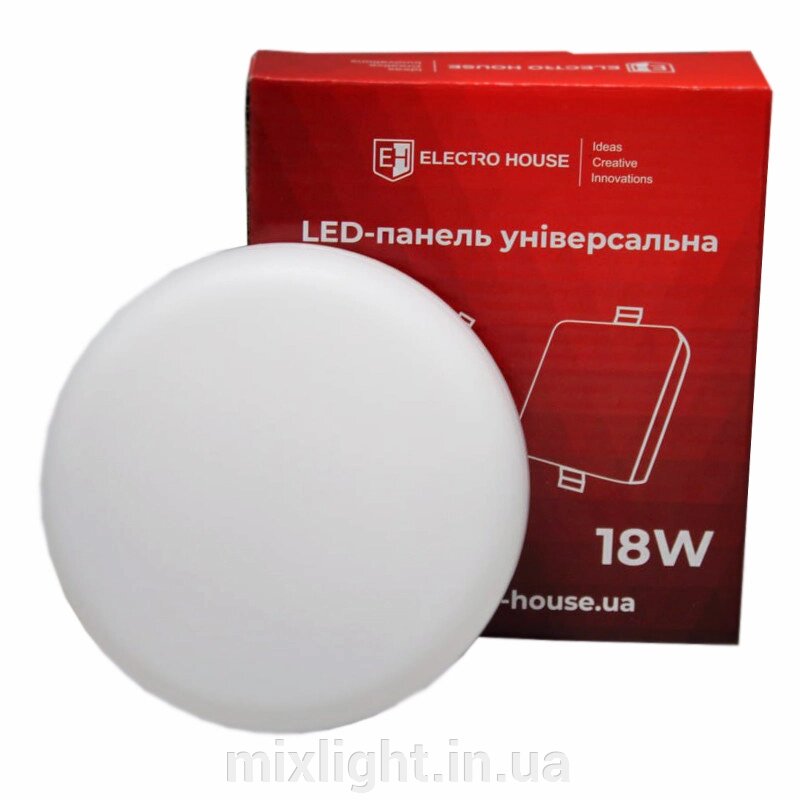 LED-панель універсальна кругла Ø120 мм 18 Вт, нейтральний білий 4000К, 1500 Лм від компанії Mixlight - фото 1