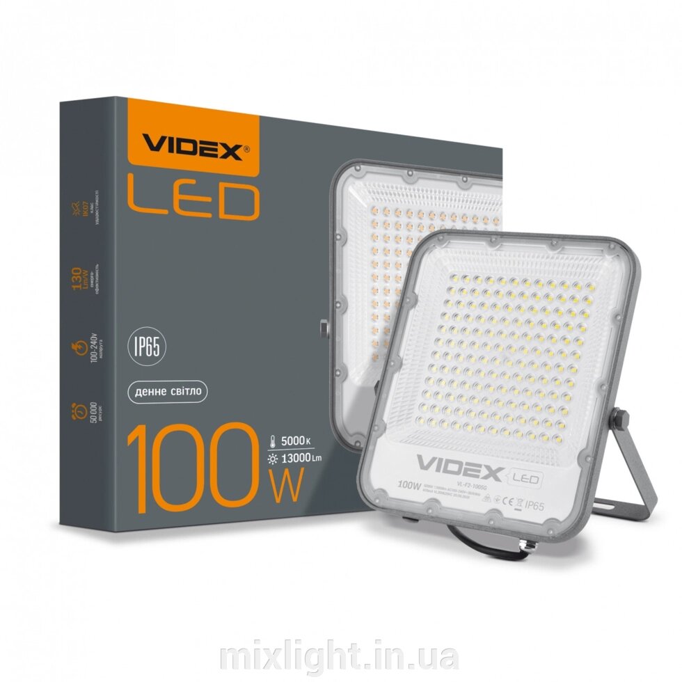 LED прожектор 100 W 5000 K VIDEX PREMIUM вуличний білий VL-F2-1005G від компанії Mixlight - фото 1