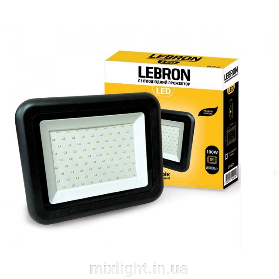 LED прожектор 100W Lebron LF 6500K 8000Lm кут 120 ° 170-265V від компанії Mixlight - фото 1