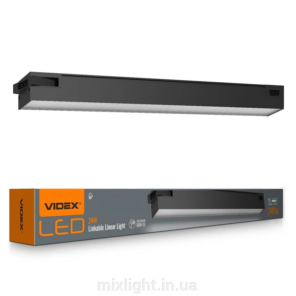 Лінійний LED світильник магістральний 24W 0.6М 5000K 220V IP20 Black VIDEX BNL02 від компанії Mixlight - фото 1