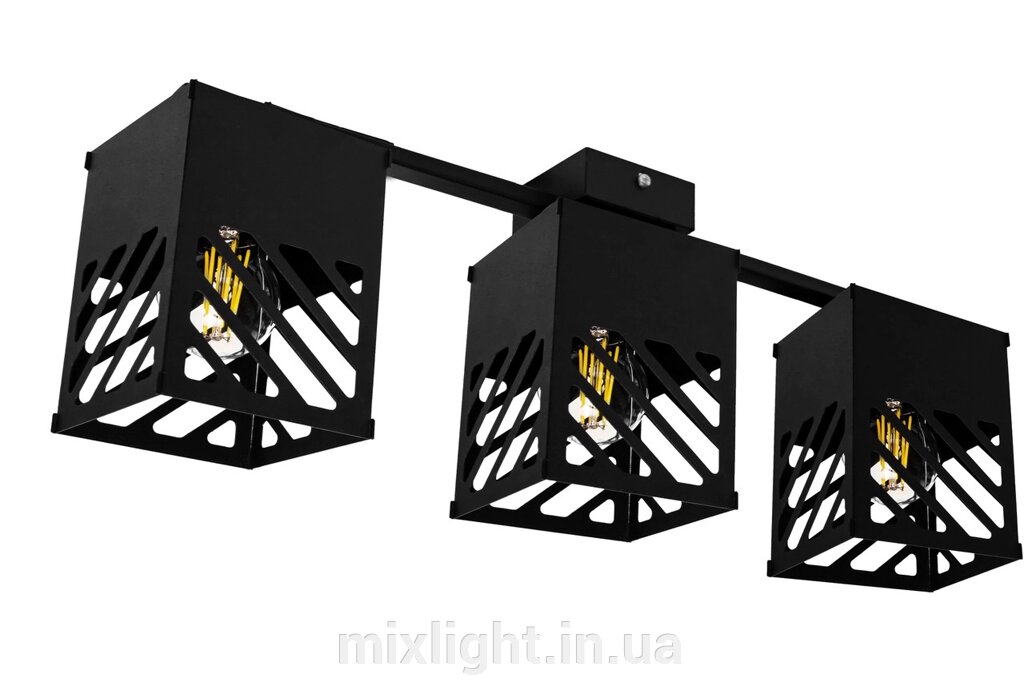 Люстра лофт MSK Electric Urban на три плафони чорна NL 2410-3 BK від компанії Mixlight - фото 1