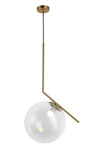 Люстра підвіска бронзового кольору зі скляним прозорим плафоном на одну лампу Levistella 9163817-1 BRZ+CL