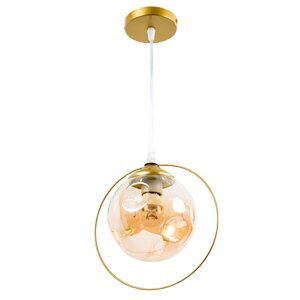Люстра-підвіс зі скляним прозоро-золотим плафоном "куля" на одну лампу Е27 Sirius Л 7369/1A CG