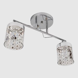 Люстра стельова на 2 скляні плафони зі срібними візерунками Sirius Л 8054/2А