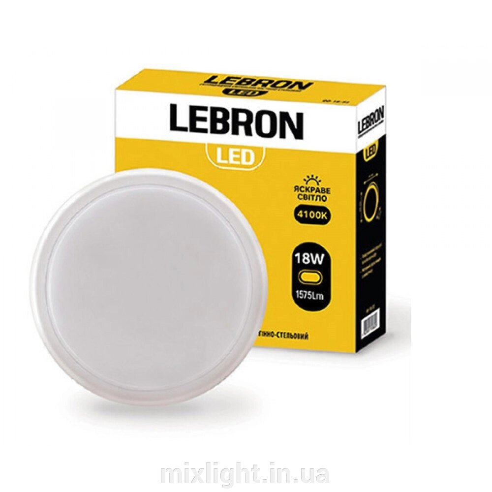 Накладний LED світильник 18W Lebron IP-65 L-WLR для приміщень із підвищеною вологістю 4100K 1575Lm кут 140 ° від компанії Mixlight - фото 1