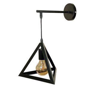 Настінне бра в стилі лофт з підвісним чорним плафоном "Піраміда" під лампу Е27 Levistella 756W220F2-1 BK