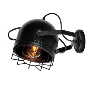 Настінний світильник бра із чорним плафоном у вигляді прожектора під лампу Е27 Levistella 752W9746 B (180)