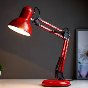 Настільна шарнірна лампа на підставці під лампу Е27 металева червоного кольору Sirius TY-2811