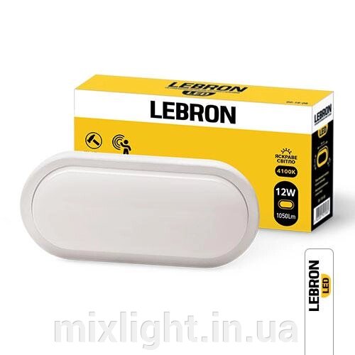 Овальний LED світильник 12W Lebron L-WLO-S 4100K 1050Lm IP54 + НВЧ датчик руху, вуличний світильник від компанії Mixlight - фото 1