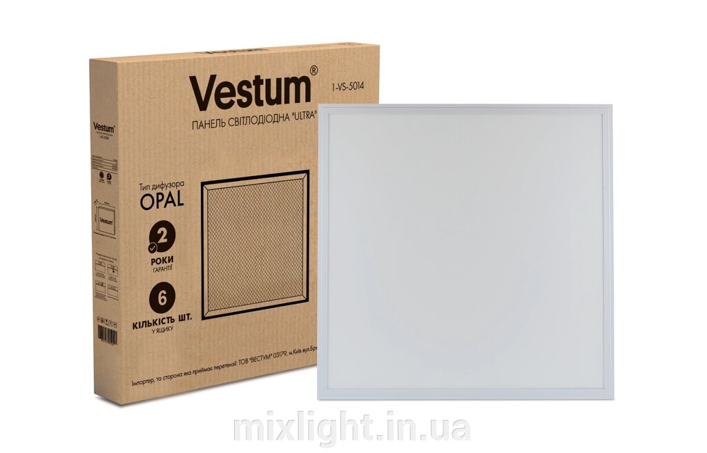 Панель світлодіодна врізна LED ULTRA SLIM 40W 600x600 6500K 220V біла Vestum від компанії Mixlight - фото 1