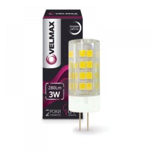 LED лампа 3W капсульна Velmax V-G4 12V G4 4500K 280Lm кут 360 °