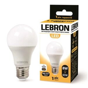 Світлодіодна лампа 8W Lebron LED L-A60 Е27 4100K 720Lm