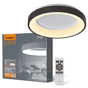 Стельовий чорний LED світильник Smart 72W круглий з пультом керування 2700K-6000K VIDEX EDGE-RC-72W-BLACK