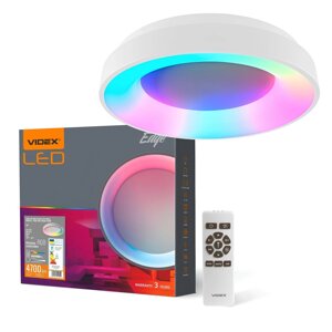 Світлодіодний стельовий Smart світильник 72W RGB круглий з пультом 2700K-6000K VIDEX EDGE-RC-72W-WHITE