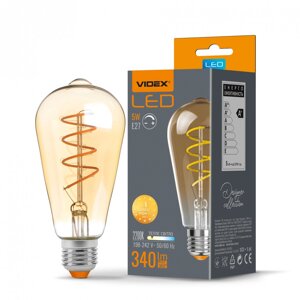 Світлодіодна LED лампа груша ST64FASD 5W E27 2200K з диммером філамент бронза VIDEX Filament