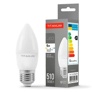 Світлодіодна LED лампа свічка C37 6W E27 4100K 510 Lm TITANUM