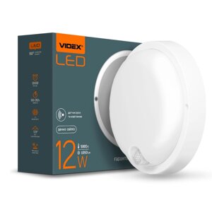 LED світильник з датчиком ІЧ IP54 12W круглий VIDEX 5000K сенсорний білий VL-BHR-125W-SP