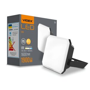 Прожектор світлодіодний LED 20W 5000K 220V вологозахищений IP65 Black VIDEX F3