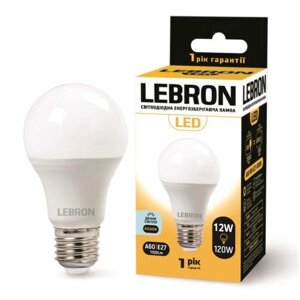 Світлодіодна лампа 12W Lebron LED L-A60 Е27 6500K 1100Lm кут 240 °