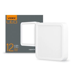 LED світильник 12W накладної квадрат VIDEX 5000K білий VL-DLSS-125