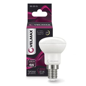 Світлодіодна LED лампа 4W Velmax V-R39 E14 3000K 320Lm кут 120°