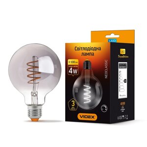 LED-лампа куля G95FGD 4W E27 2100K VIDEX димована філамент графіт VL-G95FGD-04272