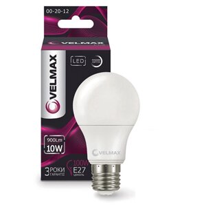 Світлодіодна лампа 10W Velmax LED V-A60 E27 4100K 950Lm кут 240 °