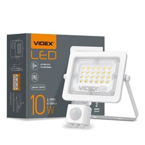 Прожектор Led 10w 5000K VIDEX з датчиком руху та освітлення білий VL-F2e105W-S