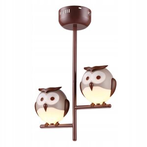 Підвісна люстра на 2 плафони у вигляді сови під лампу G9 для дитячої кімнати Sirius МX 16020-2В