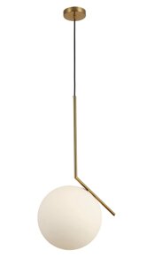 Підвісний світильник на один білий плафон у формі кулі корпус бронза Levistella 9163816-1 BRZ+WH