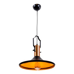 Підвісний світильник у стилі Loft з металевим плафоном під лампу Е27 чорний/мідь Sirius 6766/С